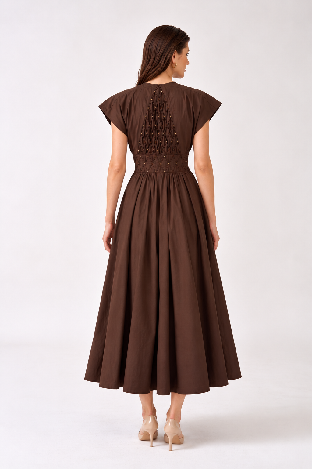 Elowen Pintuck Dress Brown