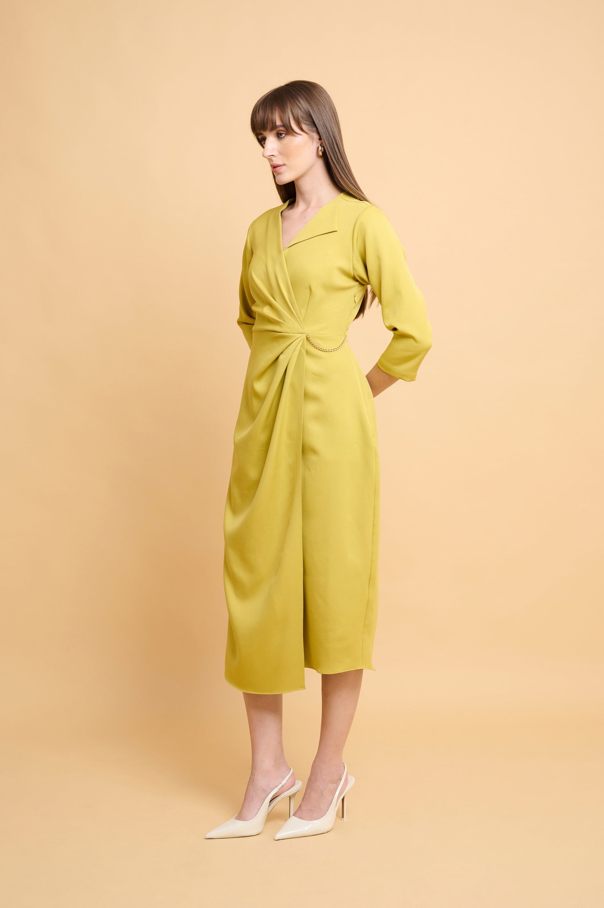 Yellow-midi-formal-dress