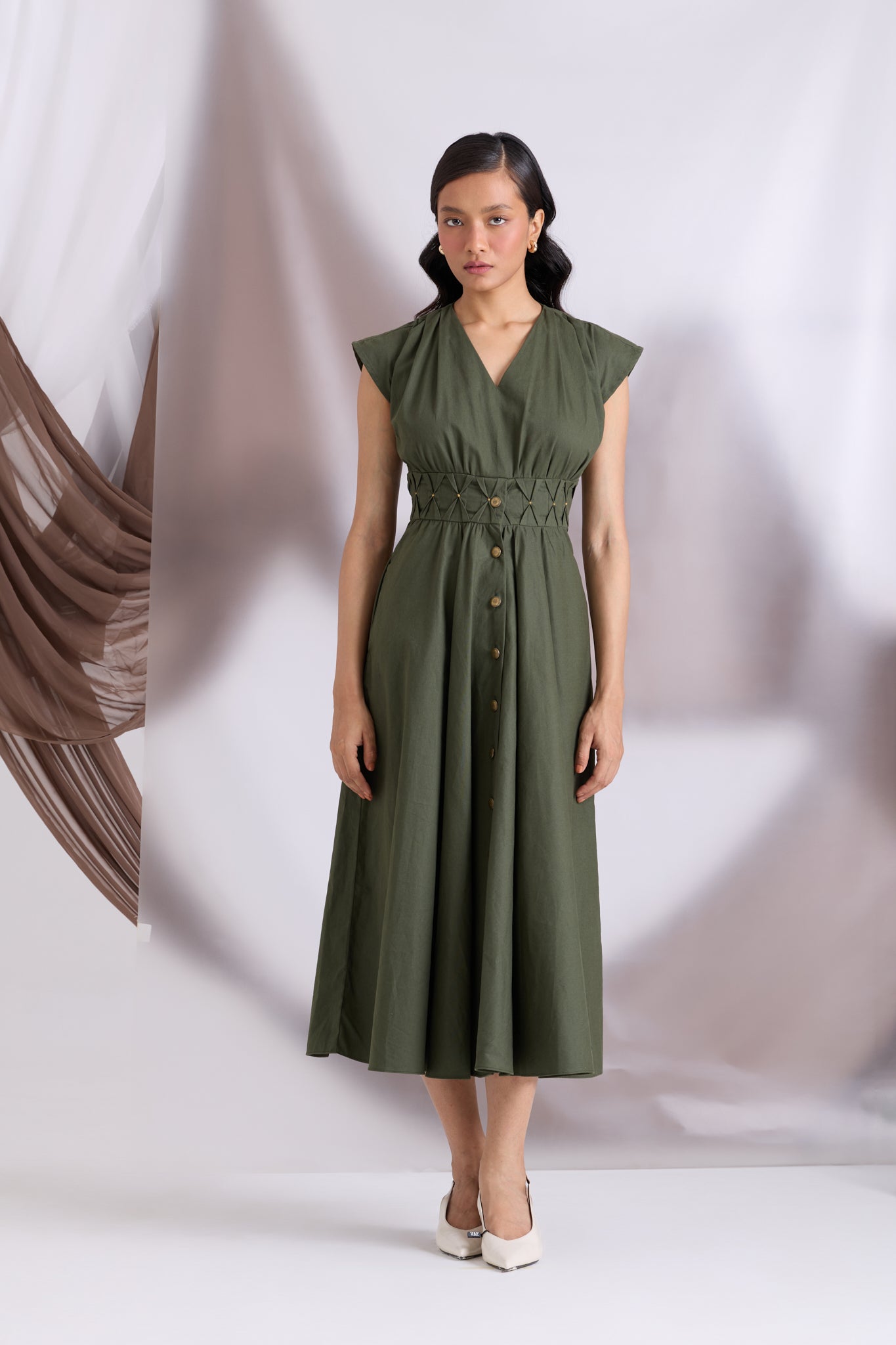 Elowen Pintuck Dress Green