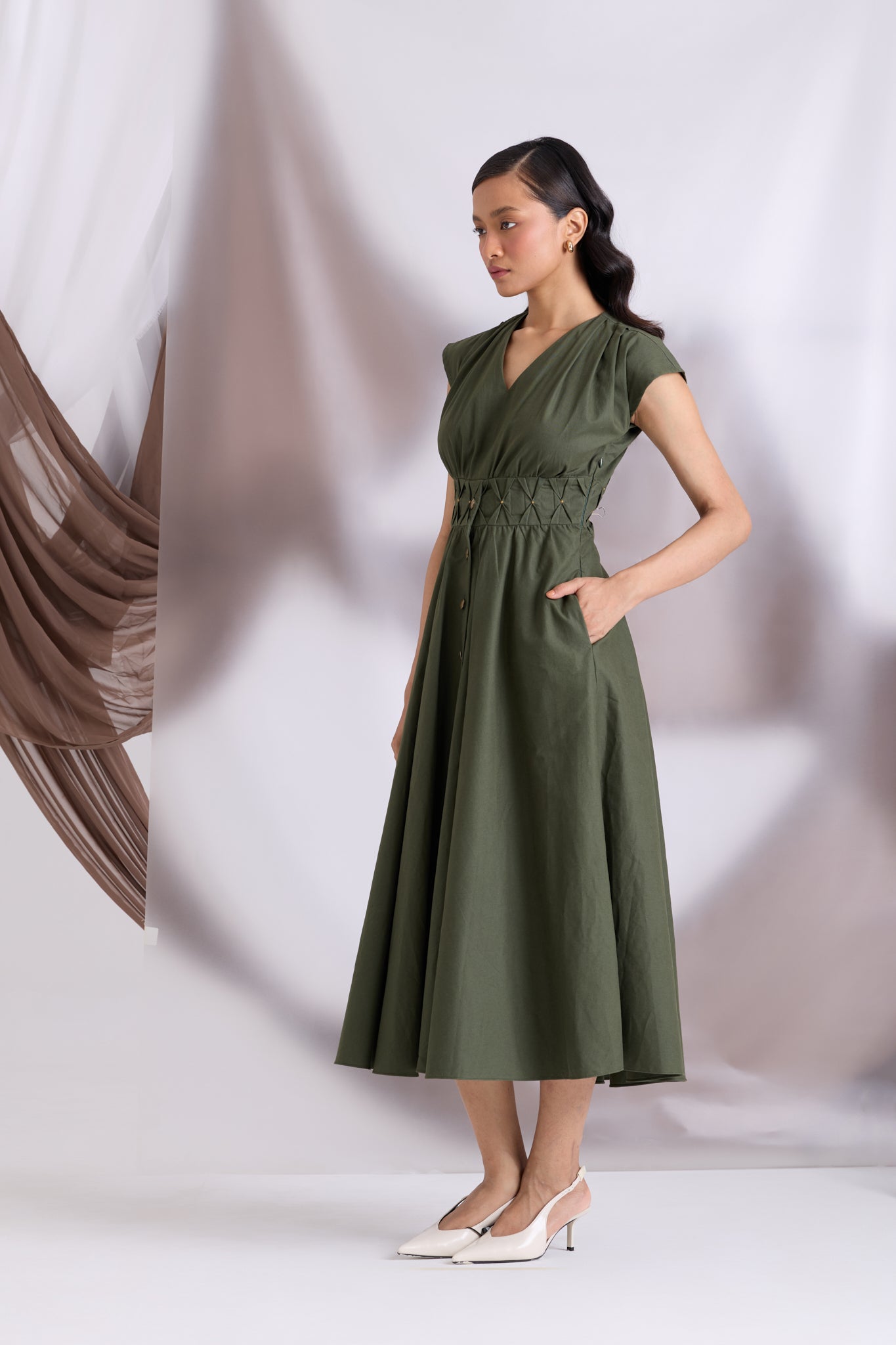 Elowen Pintuck Dress Green