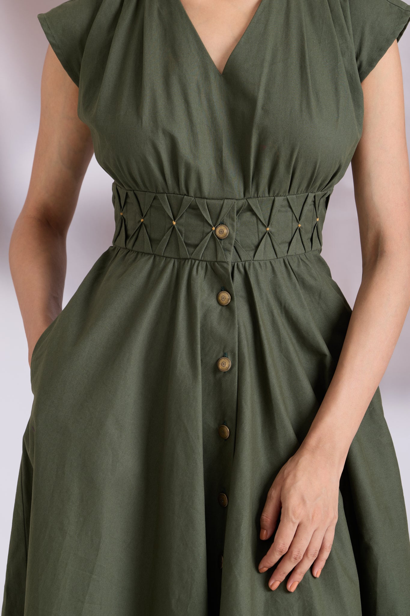 Elowen Pintuck Dress Green