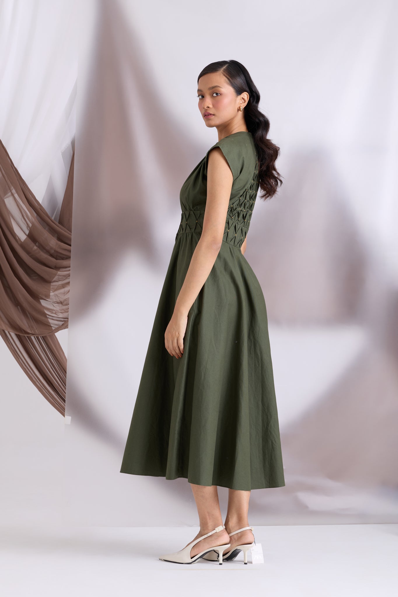 Elowen Pintuck Dress Green